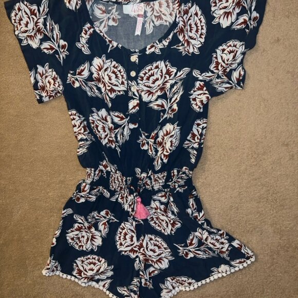 Matilda Jane 435 Girl 10 Navy (Brilliant Daydream) Everyday Dream Floral Romper - Picture 1 of 9